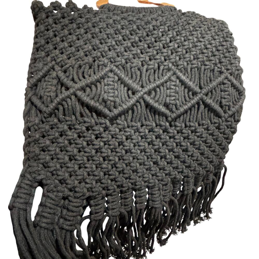 Danielle Nicole Black Macrame Crossbody Bag Fring… - image 3